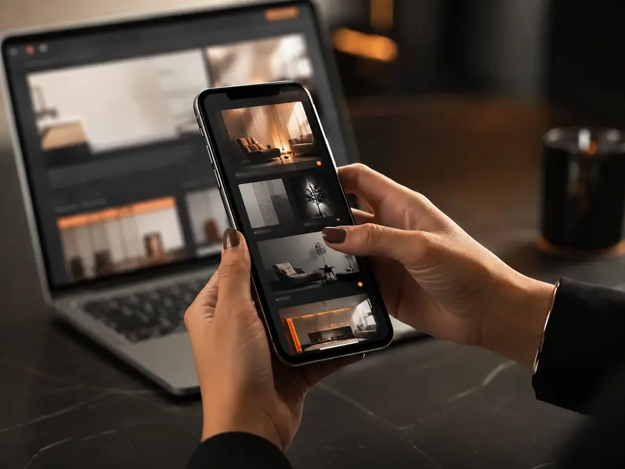 Profissional visualizando um site responsivo no celular